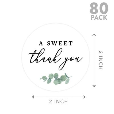 80Pcs 2" A Sweet Thank You Eucalyptus Image 3