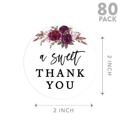 80Pcs 2" A Sweet Thank You Fall Florals Image 1