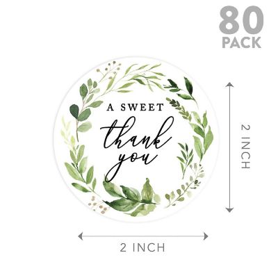 80Pcs 2" A Sweet Thank You Greenery Image 3