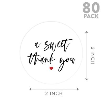 80Pcs 2" A Sweet Thank You Script Label Image 1
