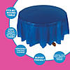 82" Diam. Blue Round Banquet-Style Disposable Plastic Tablecloth Image 1