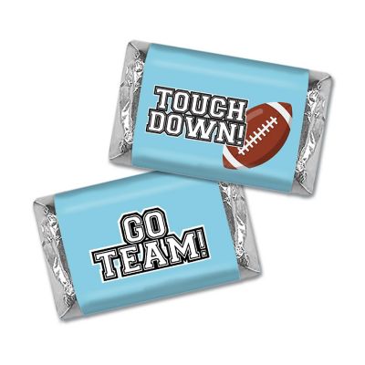 82 Pcs Light Blue Football Party Candy Favors Hershey's Miniatures Chocolate - Touchdown Image 1