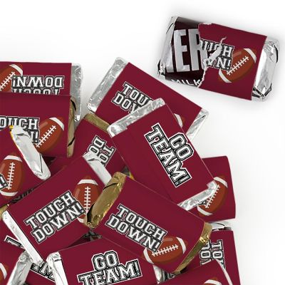82 Pcs Maroon Football Party Candy Favors Hershey's Miniatures Chocolate - Touchdown Image 1