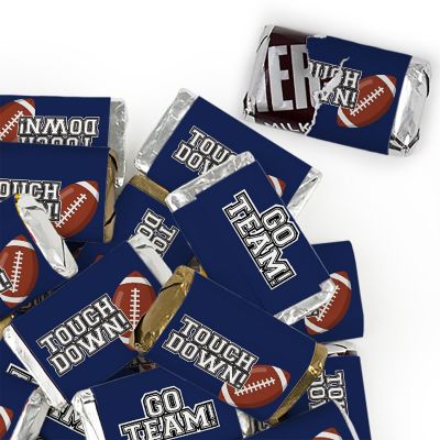 82 Pcs Navy Blue Football Party Candy Favors Hershey's Miniatures Chocolate - Touchdown Image 1