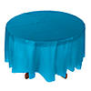 82" Turquoise Round Plastic Tablecloth Image 1