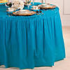 82" Turquoise Round Plastic Tablecloth Image 1