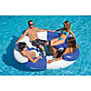 84" Inflatable Blue And White Sofa Island Swimming Pool Lounger Image 1