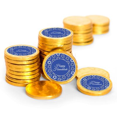 84 Pcs Hanukkah Candy Party Favors Chocolate Coins Gold Foil Star of David Image 1