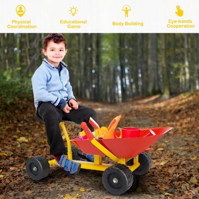 8''Heavy Duty Kids Ride-on Sand Dumper Front Tipping w 4 Wheels Sand Toy Gift Image 3