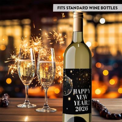 8PC Wine Bottle Happy New Year Ball Image 1