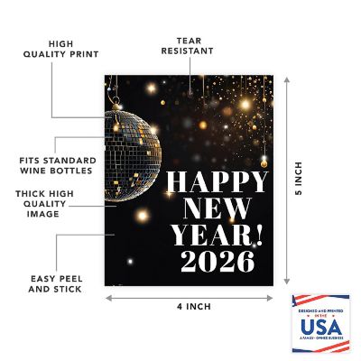 8PC Wine Bottle Happy New Year Ball Image 1