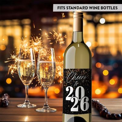 8PC Wine Bottle Happy New Year Cheers Image 1