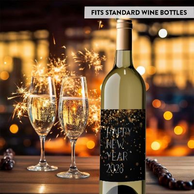 8PC Wine Bottle Happy New Year Deco Image 1