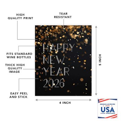 8PC Wine Bottle Happy New Year Deco Image 1
