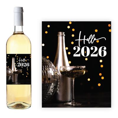 8PC Wine Bottle Happy New Year Disco Image 1