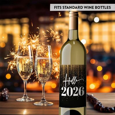 8PC Wine Bottle Happy New Year Hello Image 1