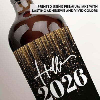 8PC Wine Bottle Happy New Year Hello Image 1