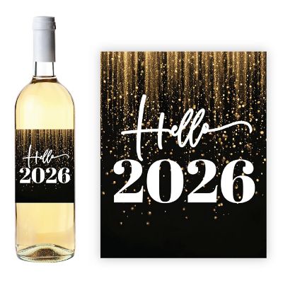 8PC Wine Bottle Happy New Year Hello Image 2