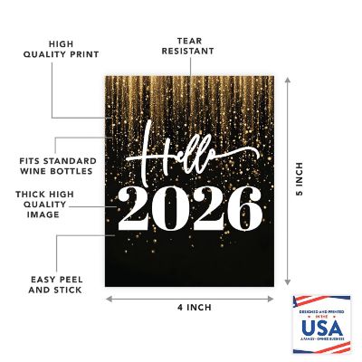 8PC Wine Bottle Happy New Year Hello Image 3