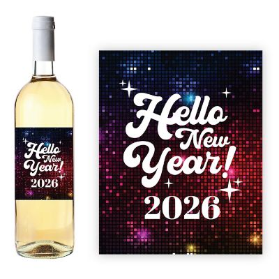 8PC Wine Bottle Happy New Year Neon Image 1