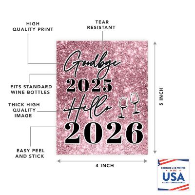 8PC Wine Bottle Happy New Year Pink Image 1