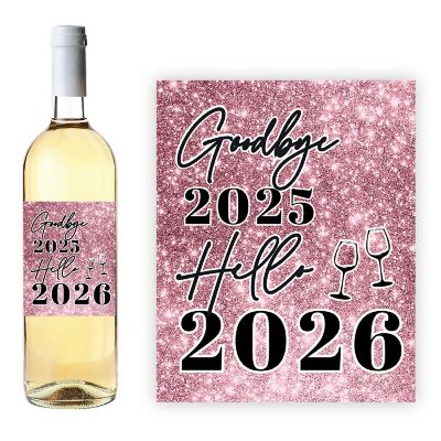 8PC Wine Bottle Happy New Year Pink Image 2