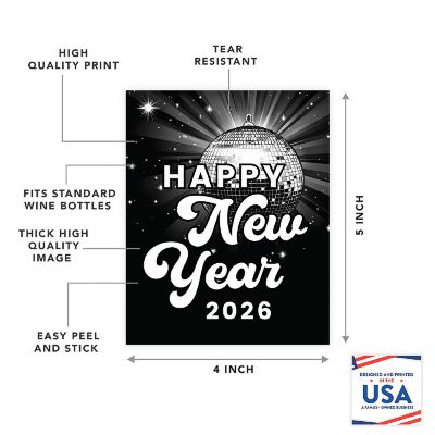 8PC Wine Bottle Happy New Year Silver Image 1