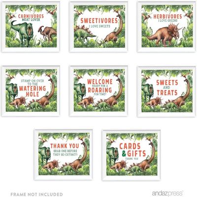 8Pk Dinosaur Party Sign Bundle Unframed Image 1