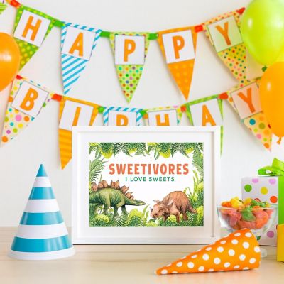 8Pk Dinosaur Party Sign Bundle Unframed Image 1