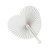 9 1/2" White Heart-Shaped Folding Paper Hand Fans - 12 Pc. Image 1