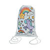 9 1/2" x 15" Color Your Own Unicorn Canvas Drawstring Bags - 12 Pc. Image 1