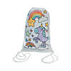 9 1/2&quot; x 15&quot; Color Your Own Unicorn Canvas Drawstring Bags - 12 Pc. Image 1