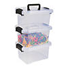 9 1/2" x 7" Medium Classroom Clear Locking Storage Bins with Lids- 3 Pc. Image 1