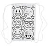 9 1/5&quot; x 15&quot; Color Your Own Medium Face Emoji Canvas Drawstring Bags - 12 Pc. Image 1