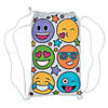 9 1/5&quot; x 15&quot; Color Your Own Medium Face Emoji Canvas Drawstring Bags - 12 Pc. Image 1