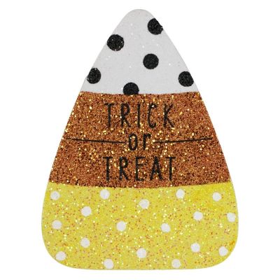 9.5" Glitter Eva Trick or Treat Candy Corn Sign Image 1