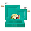 9.5" Sea Aqua Square Plastic Dinner Plates (40 Plates) Image 3