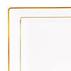 9.5" White with Gold Square Edge Rim Plastic Dinner Plates (40 Plates) Image 1