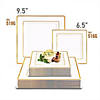 9.5" White with Gold Square Edge Rim Plastic Dinner Plates (40 Plates) Image 3