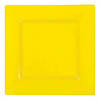 9.5" Yellow Square Plastic Dinner Plates (40 Plates) Image 1
