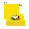 9.5" Yellow Square Plastic Dinner Plates (40 Plates) Image 3