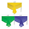 9 Ft. Yellow, Purple & Green Rectangle Disposable Plastic Tablecloth Kit - 6 Pc. Image 1