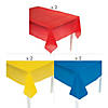 9 Ft. Yellow, Red &amp; Blue Rectangle Disposable Plastic Tablecloth Assortment - 6 Pc. Image 1