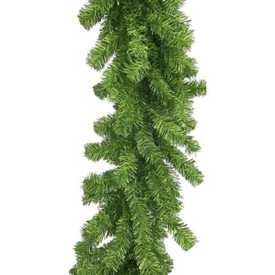9' Green Tinsel Garland, Unlit Image 1