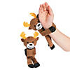 9" Hugging Stuffed Happy Reindeer Christmas Slap Bracelets - 12 Pc. Image 1