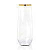 9 oz. Clear with Gold Stemless Plastic Champagne Flutes (32 Glasses) Image 1
