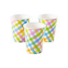 9 oz. Pastel Gingham Disposable Paper Cups - 8 Ct. Image 1