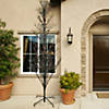 9' Pre-Lit Black Cascade Outdoor Halloween Twig Tree  Orange Lights Image 1