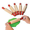 9" Small Classic Wood Dough Rollers with Red Handles - 6 Pc. Image 1