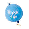 9" Snowflake Blue Latex Punch Ball Balloons with Rubber Band Handles - 12 Pc. Image 1